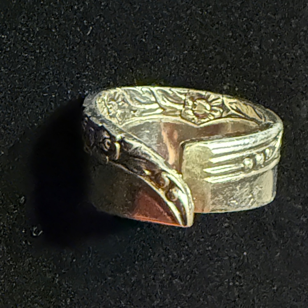 Vintage Oneida Evening Star Spoon Ring Adj Silverware Ring Floral Ring EUC